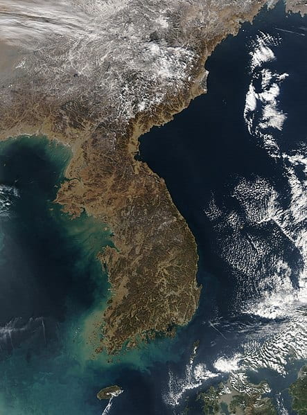 Satellite image of the Korean peninsula