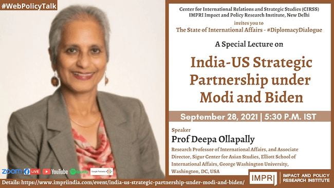 event banner for India-US Strategic Partnership under Modi and Biden