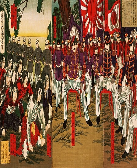 historical painting of Japanese surrender to the Americans