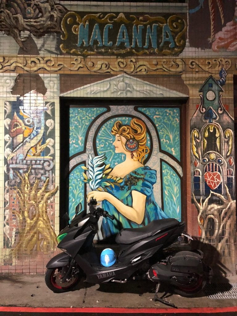 an art district in China featuring mopeds