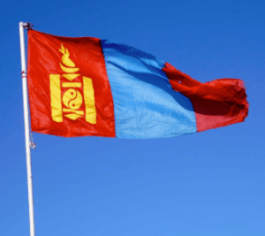 Flag of Mongolia flying above the pole