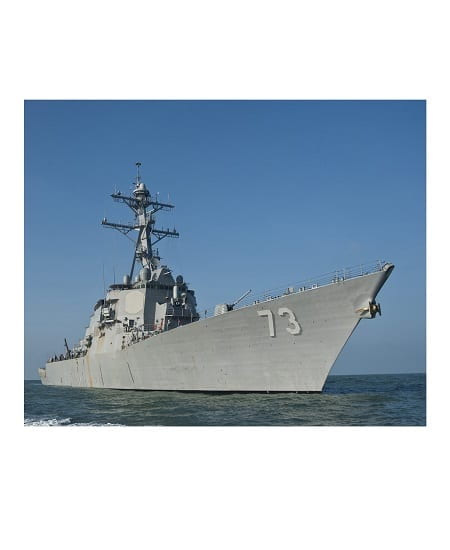 The destroyer ship USS Decatur transits off the coast of Bangladesh