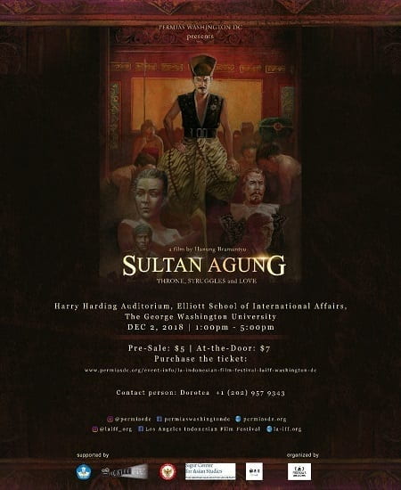 Sultan Agung movie poster with painting of a Sultan in the background