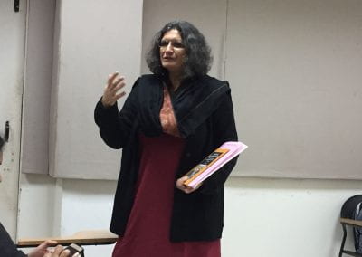 Kavita Singh introducing her book at a lecture event in New Delhi