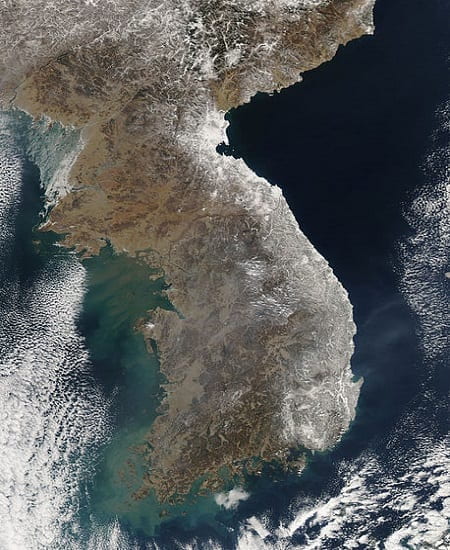 Satellite view of the Korean Peninsula