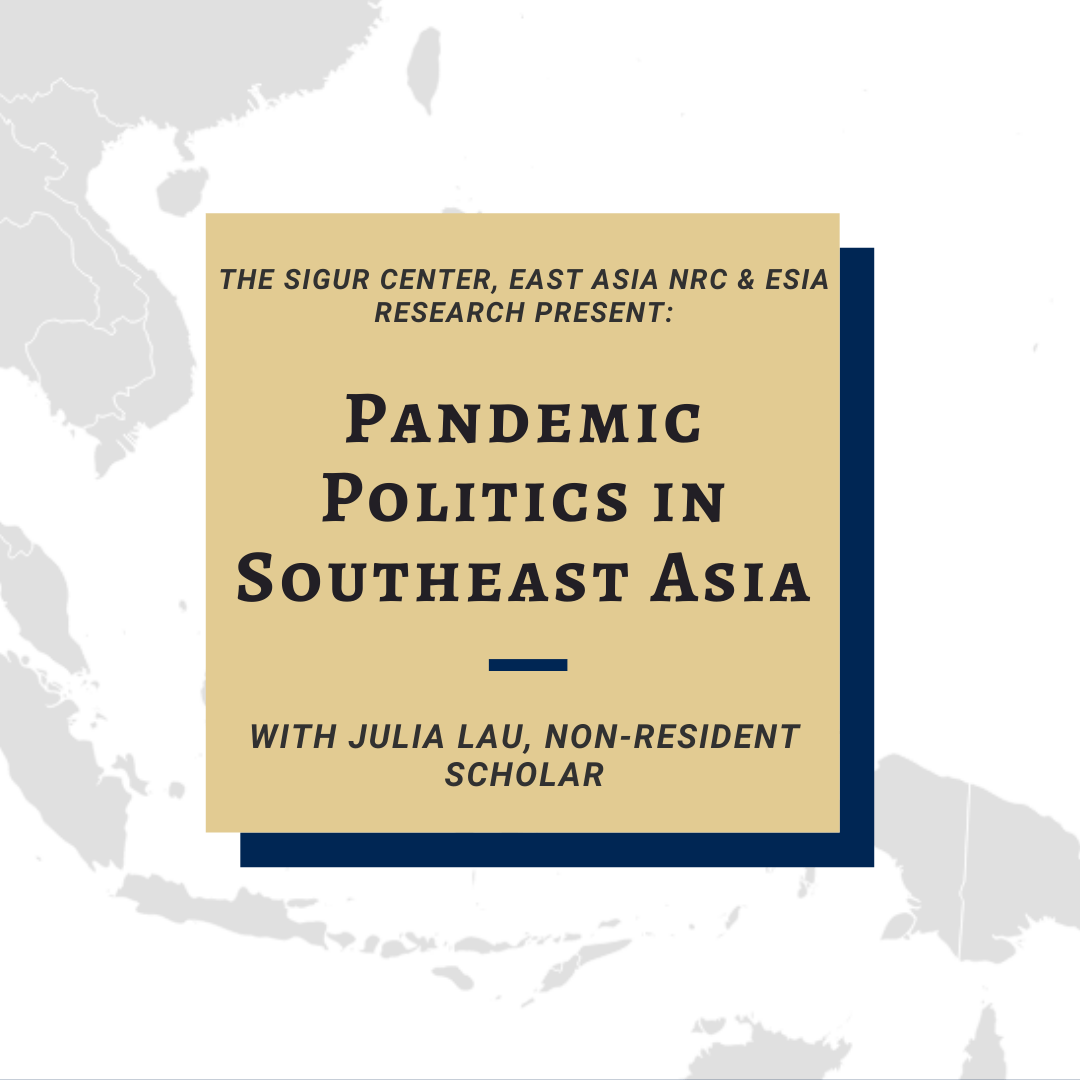 Gray map with text overlay "Pandemic Politics in Southeast Asia"