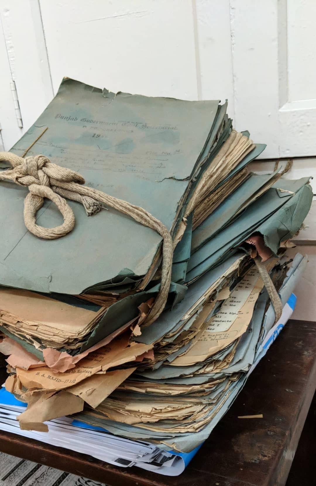 Stack of old papers tied together