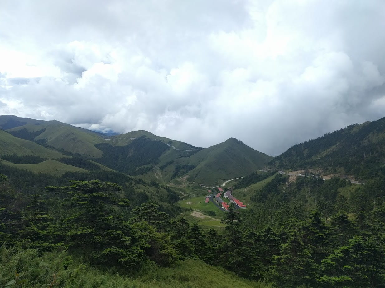 view of mountain valleys and a small village in Taiwan
