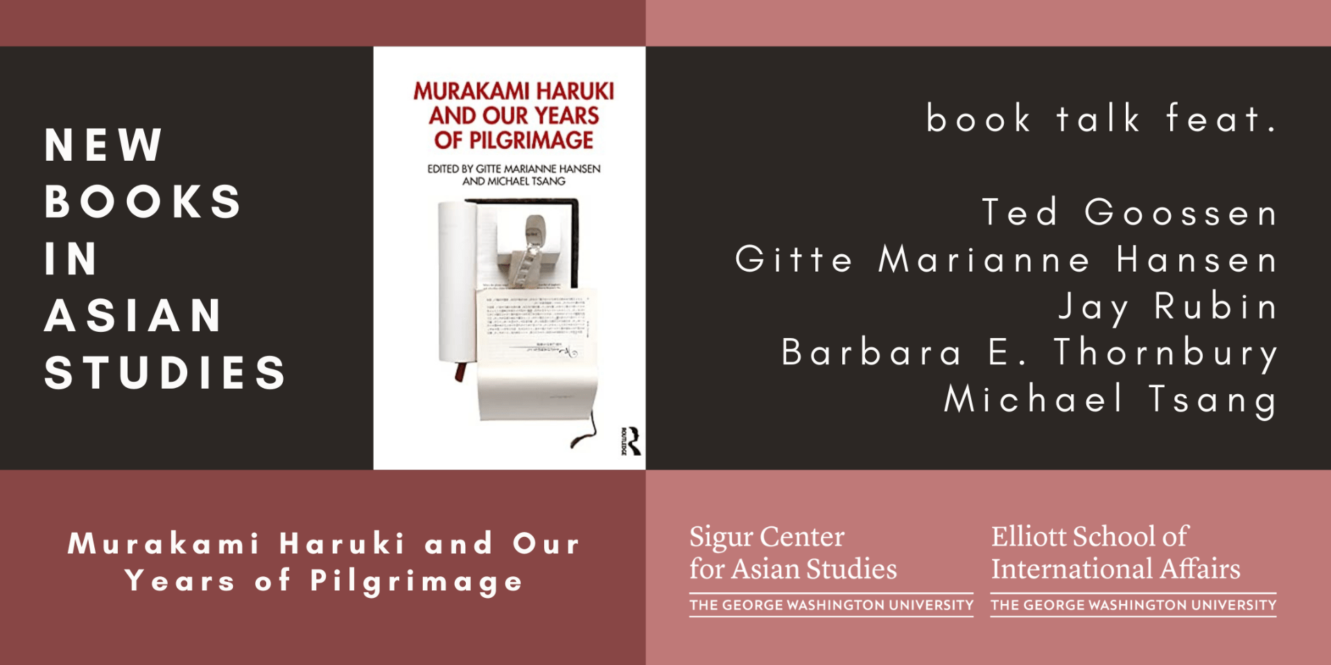 event banner for murakami haruki and our years of pilgrimage book talk event