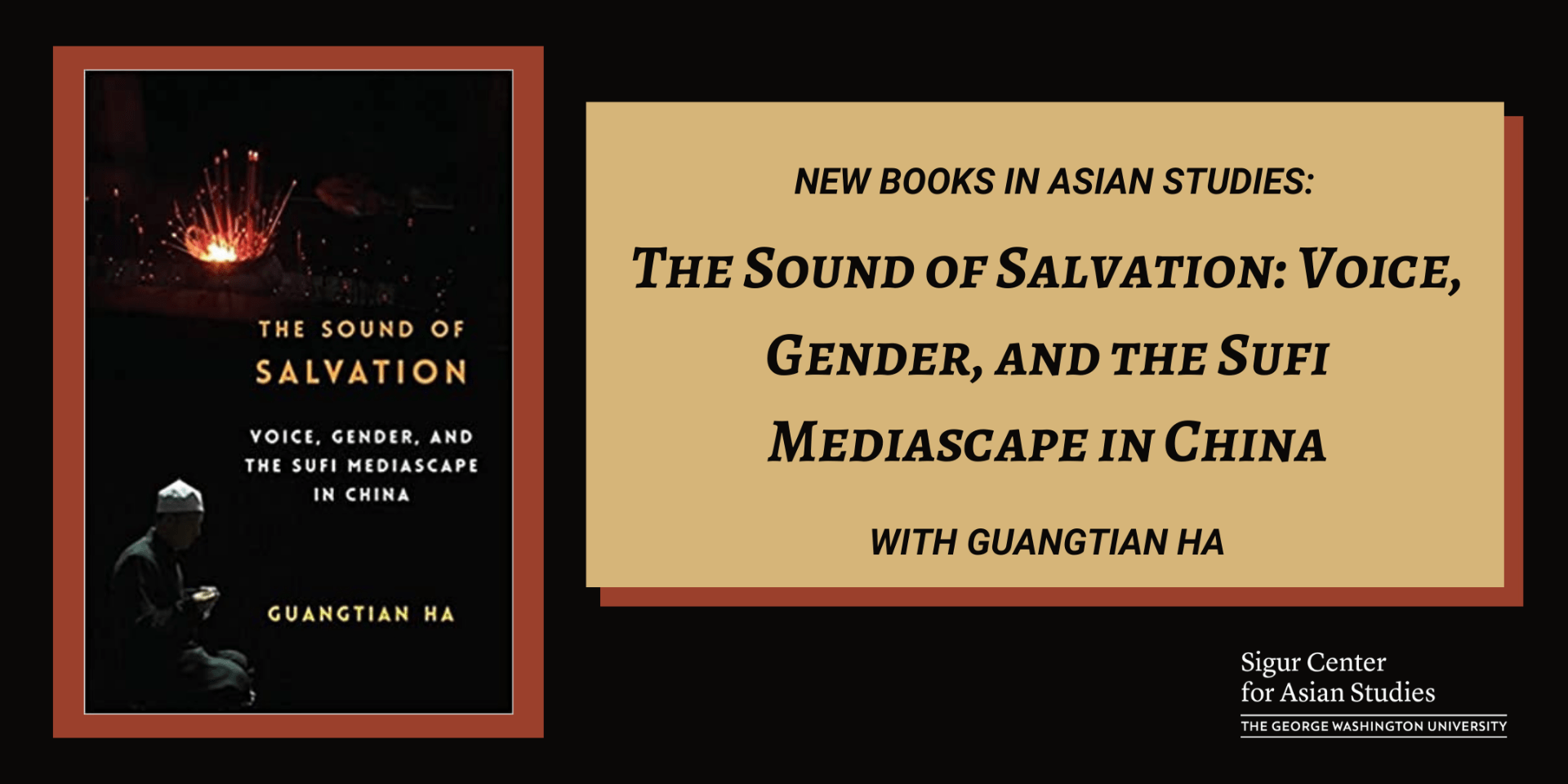 book cover of the sound of salvation next to title of event