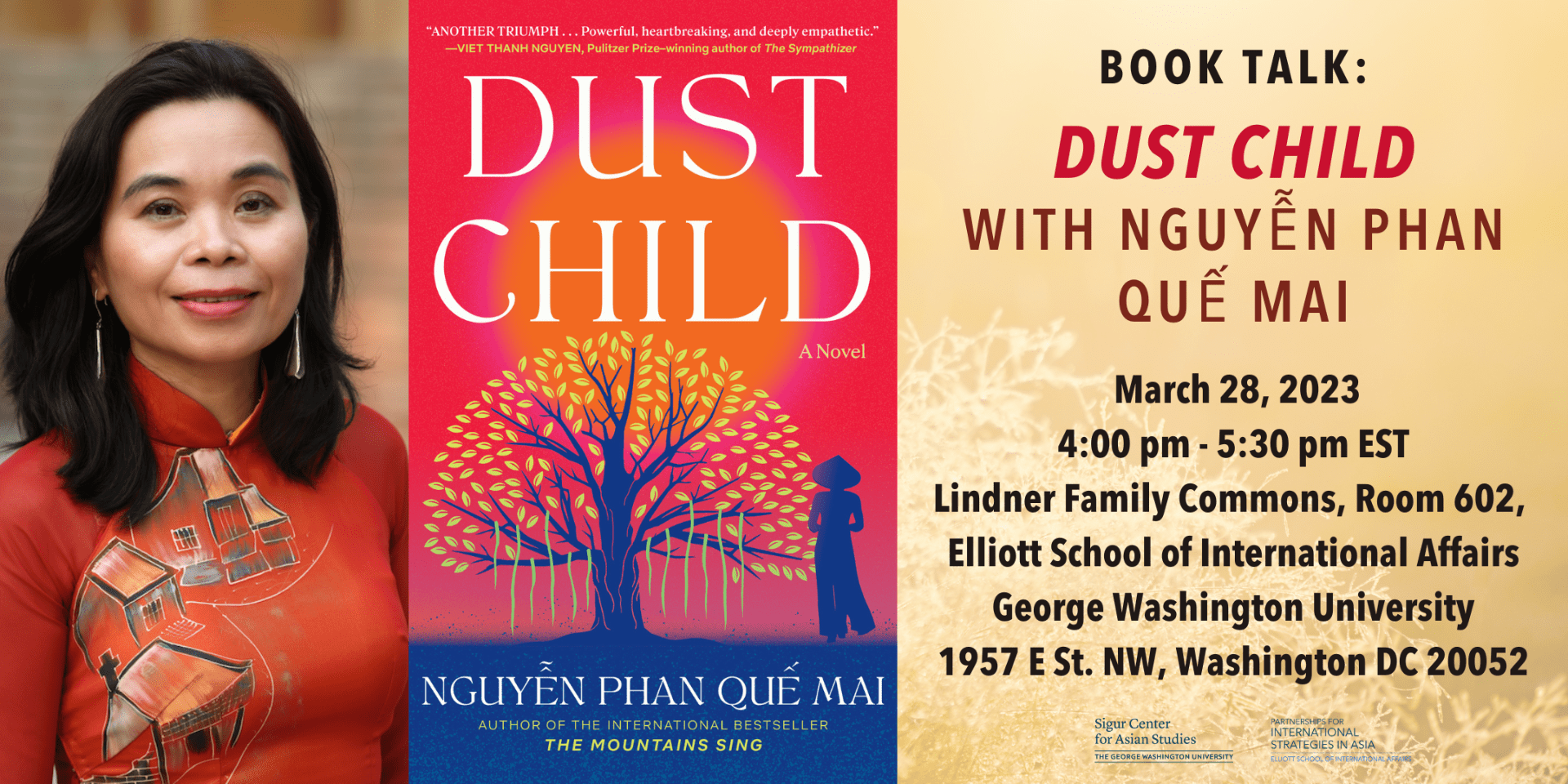 A graphic for "Dust Child" with the name, date, and location of the event